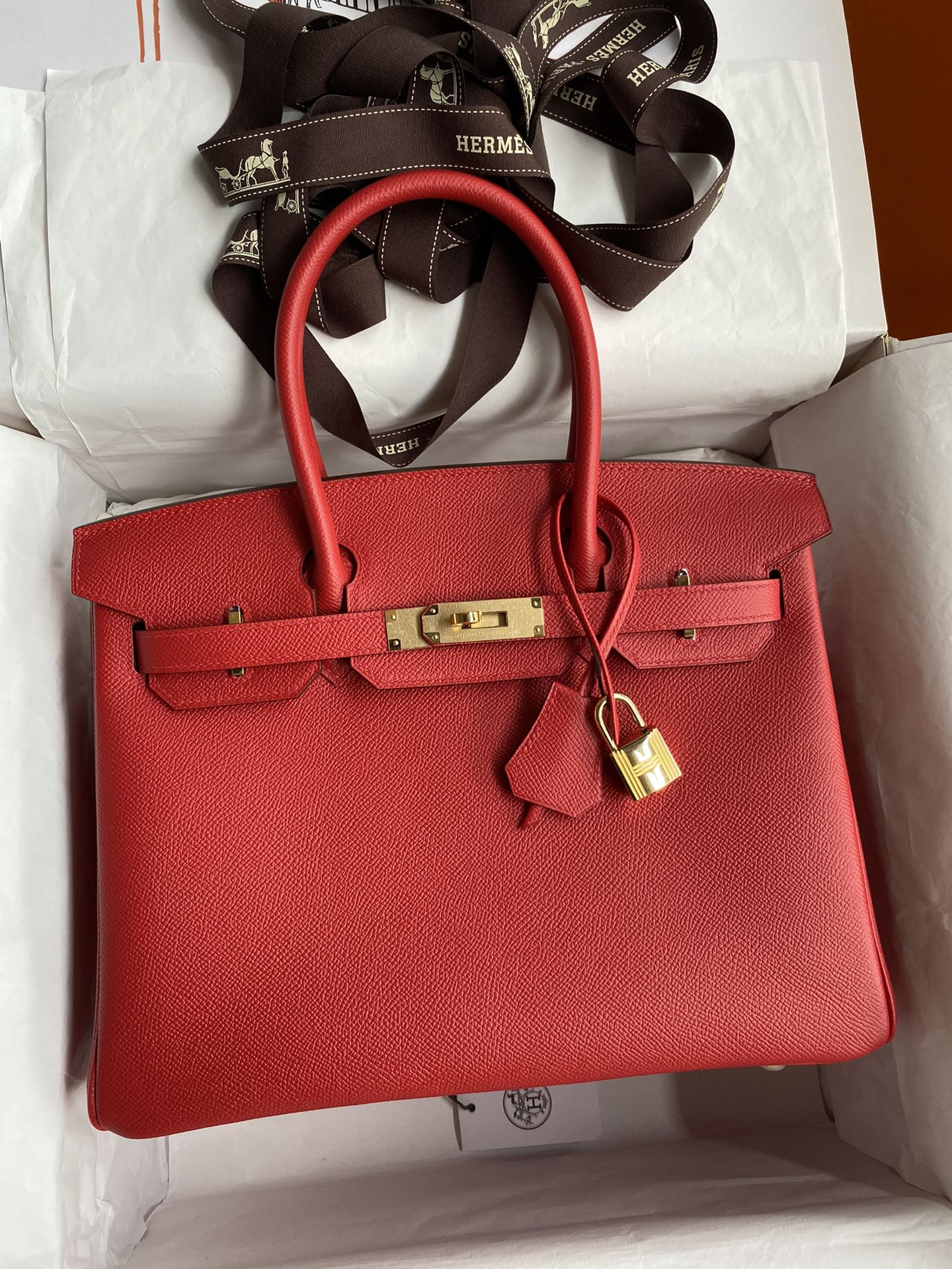 Hermes Birkin 35CM Epsom Leather Handbag Red